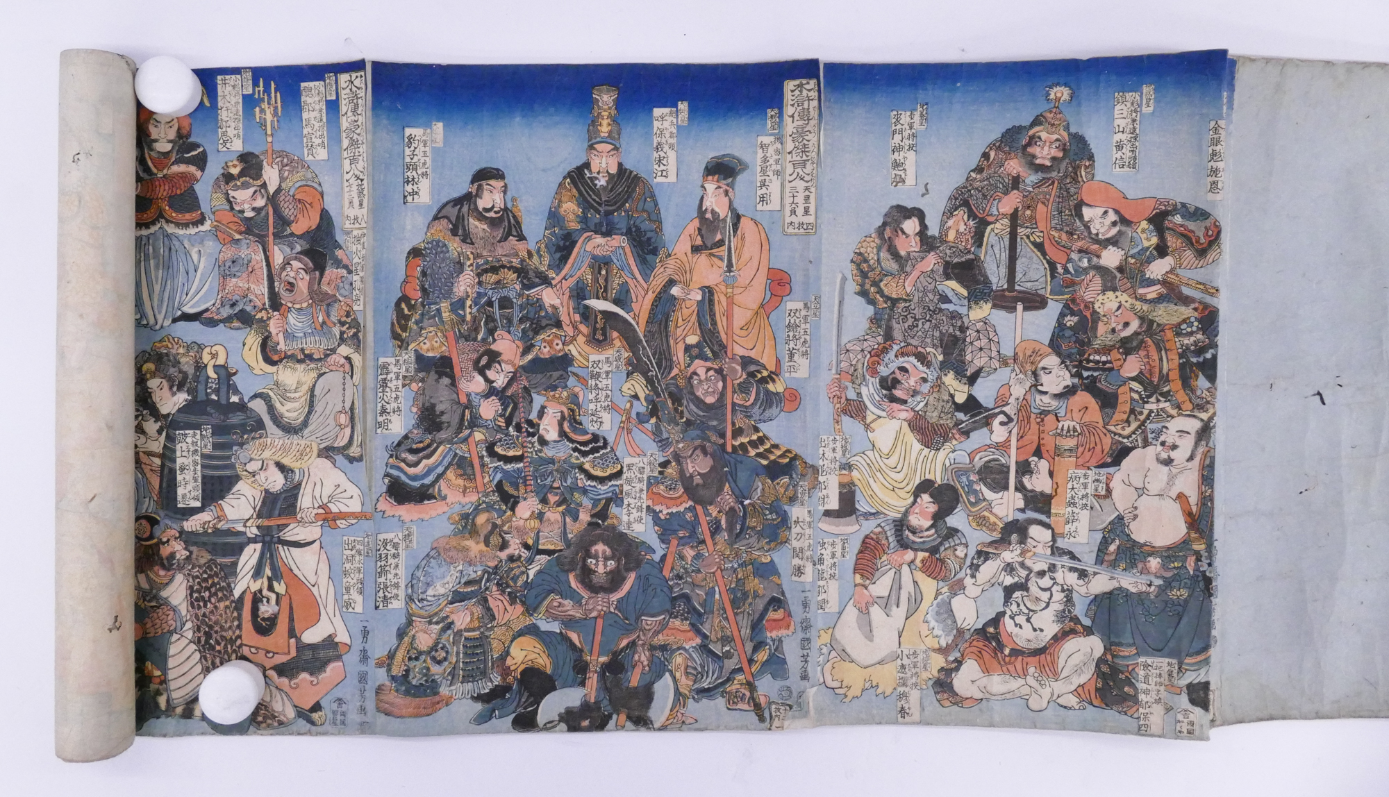 Appraisal: Meiji Japanese Woodblock Print Scroll of Immortals- x ''