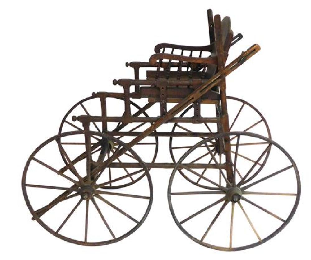 Appraisal: High wheel cart for child th C likely goat drawn