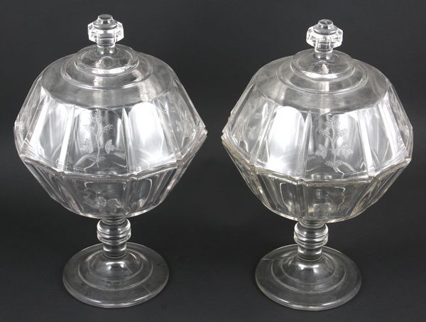 Appraisal: Pair of late th Century Victorian pressed glass compotes with