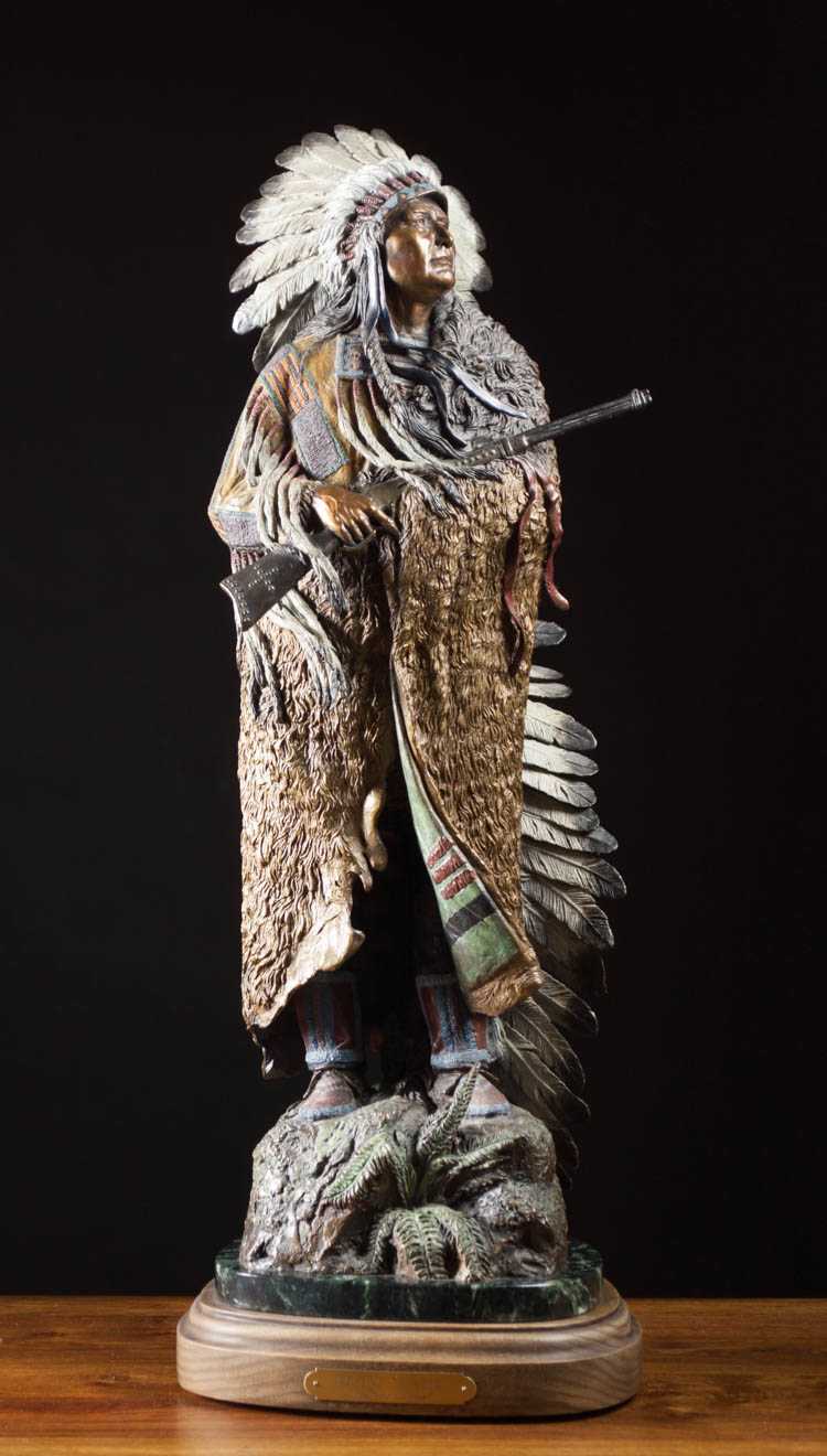 Appraisal: DAVID MANUEL BRONZE SCULPTURE Oregon b Rolling Thunder Chief Joseph