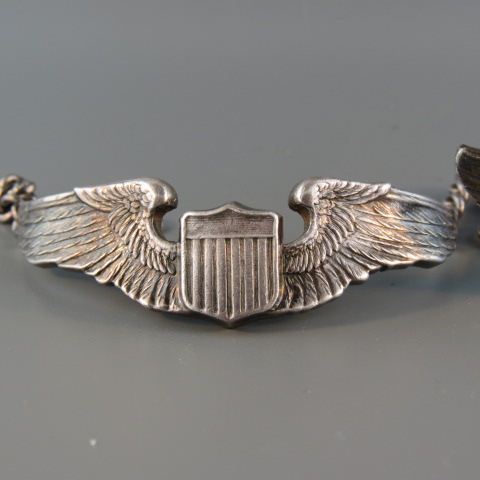 Appraisal: Sterling Silver Pilot Wings WWII pin bracelet