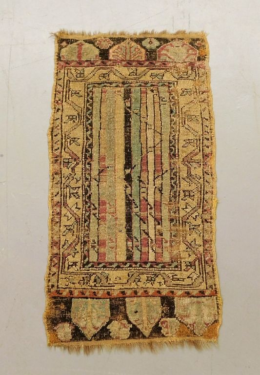 Appraisal: Antique Turkish Yastyk Rug Caucasus Circa Blue sage green pink