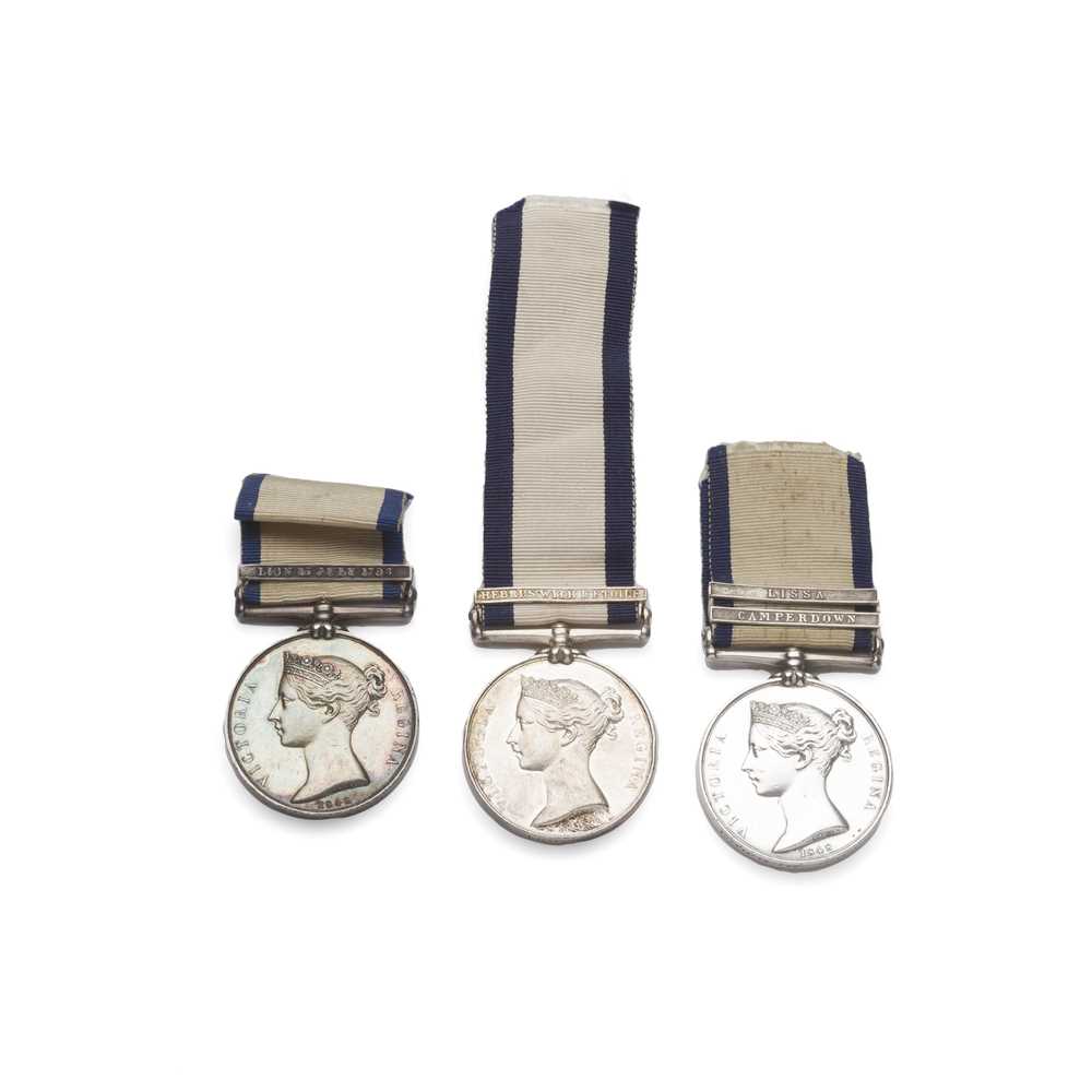 Appraisal: A GROUP OF THREE VICTORIAN NAVAL GENERAL SERVICE MEDALS First