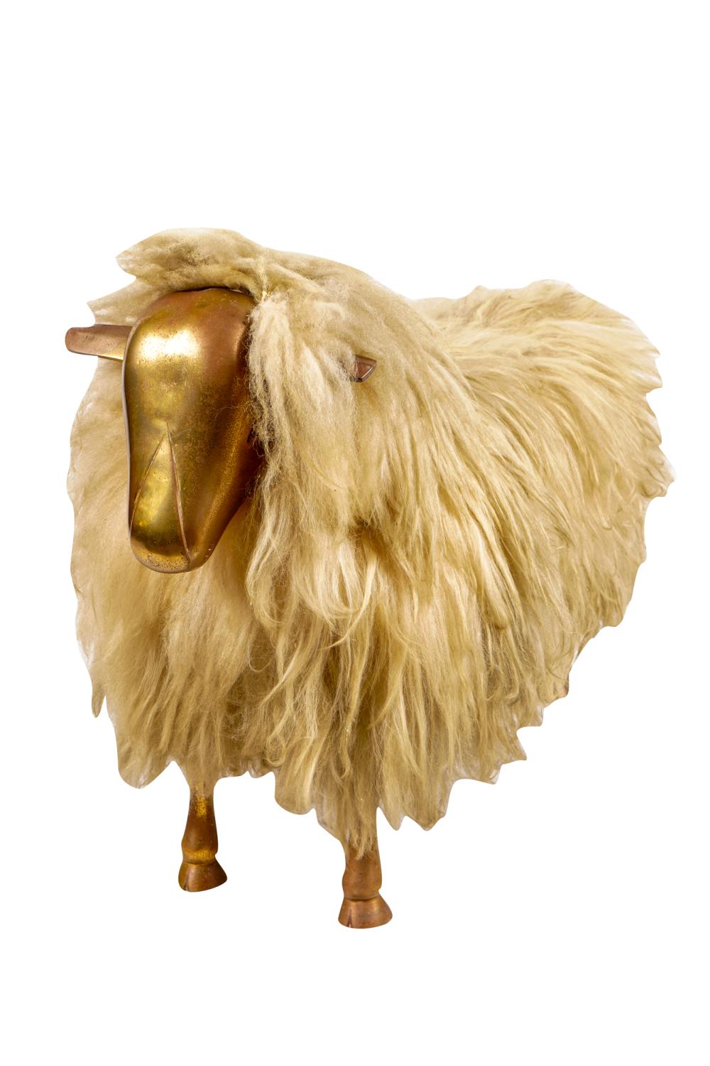 Appraisal: LALANNE STYLE SHEEPin the style of Francois Xavier LaLanne brass