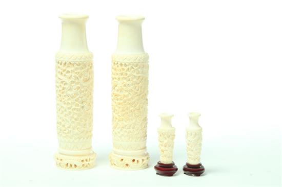 Appraisal: FOUR IVORY VASES Asian st half- th century Two pair