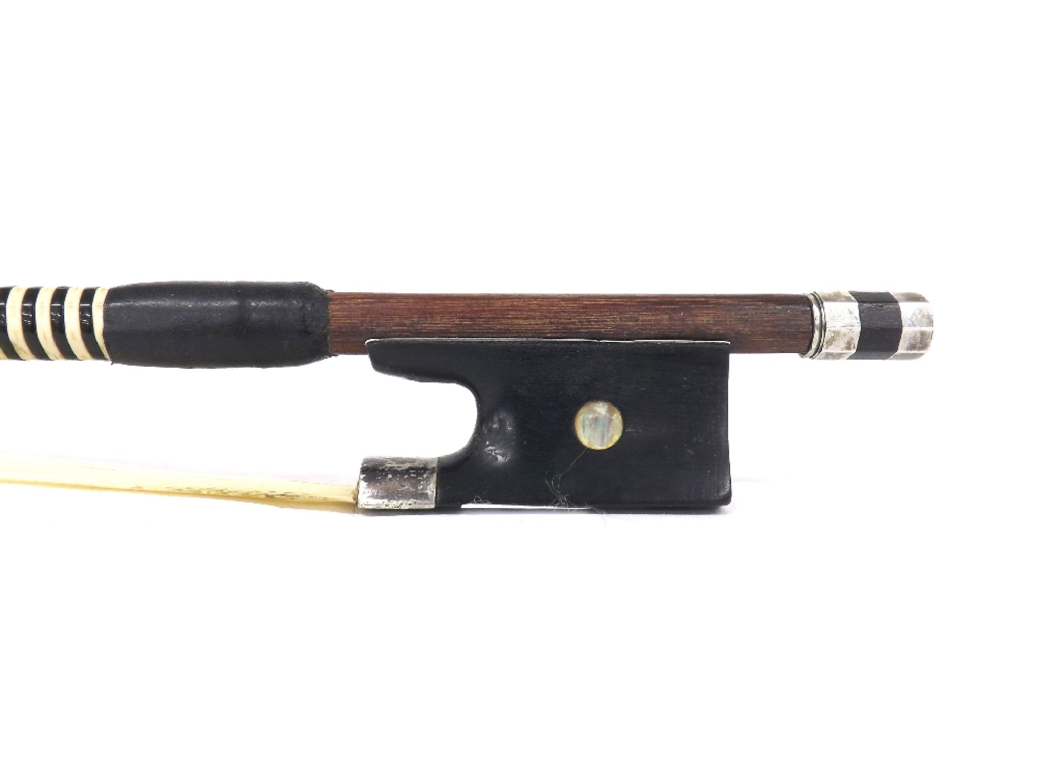 Appraisal: Silver mounted violin bow circa unstamped gm