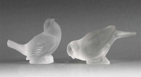 Appraisal: Two Lalique partially frosted crystal songbirds th century one with