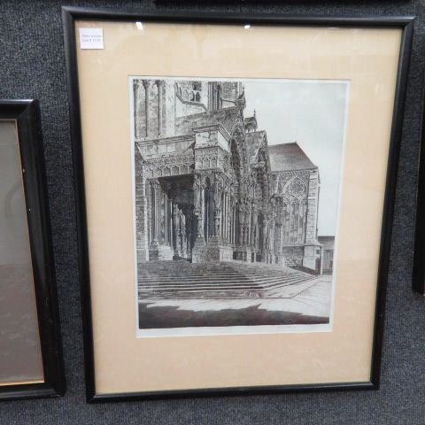 Appraisal: John Taylor Arms etching Rouen Cathedral France signed dated image