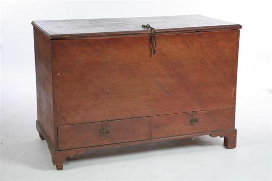 Appraisal: LARGE BLANKET CHEST Grain decorated with two drawers at the