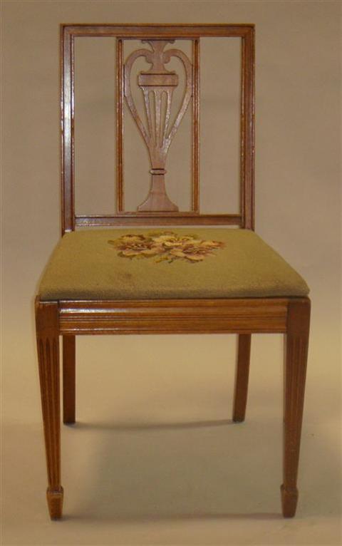 Appraisal: HEPPLEWHITE MAHOGANY AND NEEDLEPOINT SIDE CHAIR Together with a folding