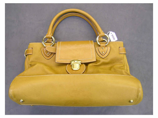 Appraisal: Tan leather Marc Jacobs handbag with clasp closure double leather