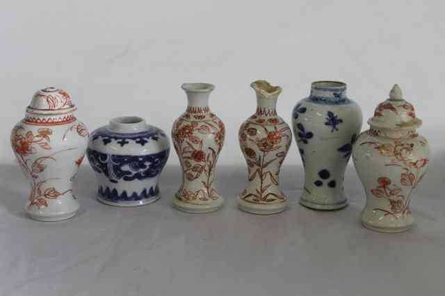 Appraisal: SIX CHINESE PORCELAIN MINIATURE OR TOY VASES th Century comprising