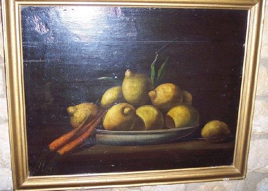 Appraisal: Naive SchoolStill Life with Lemons and Carrots in a Bowloil