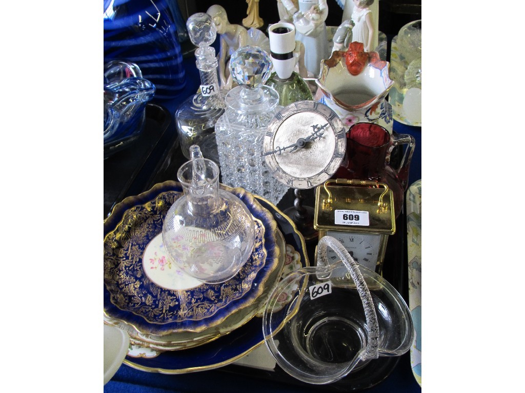 Appraisal: Tray lot to include assorted glassware carriage clock etc