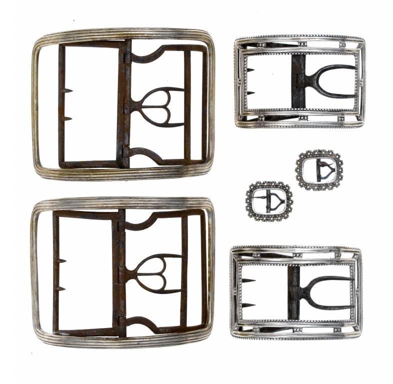 Appraisal: A PAIR OF GEORGE III SILVER SHOE BUCKLES of reeded