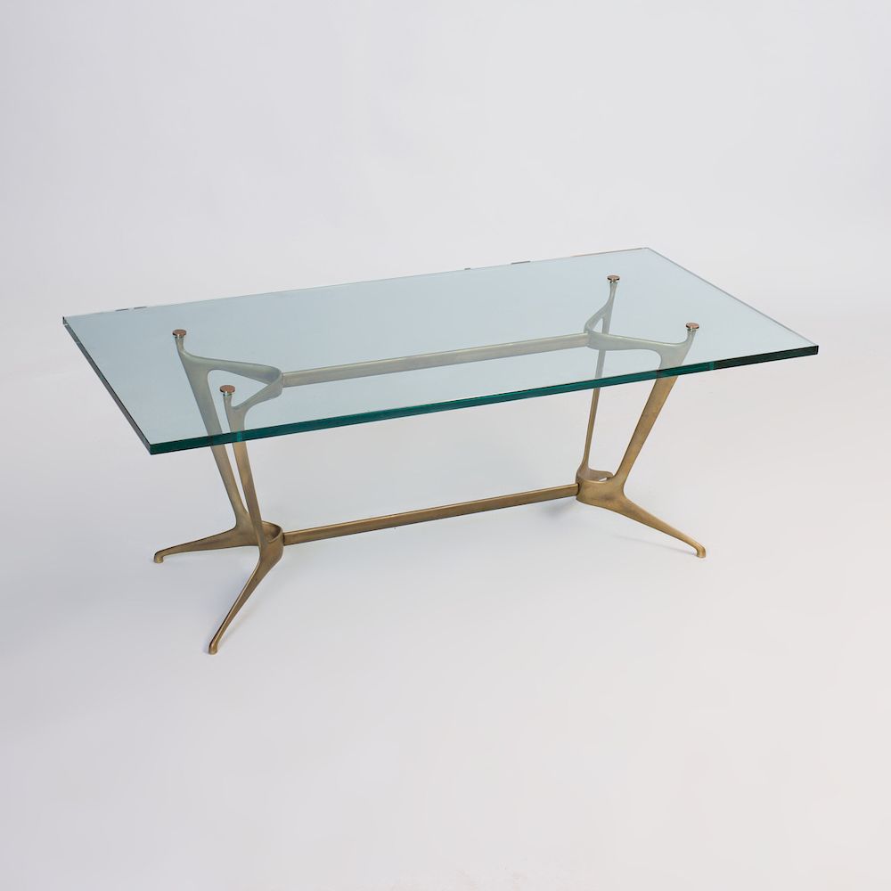 Appraisal: Bronze and Glass Low Table x x in Condition Minor