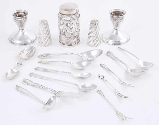 Appraisal: Collection sterling table articles pair Tiffany Co twist-pattern salt and