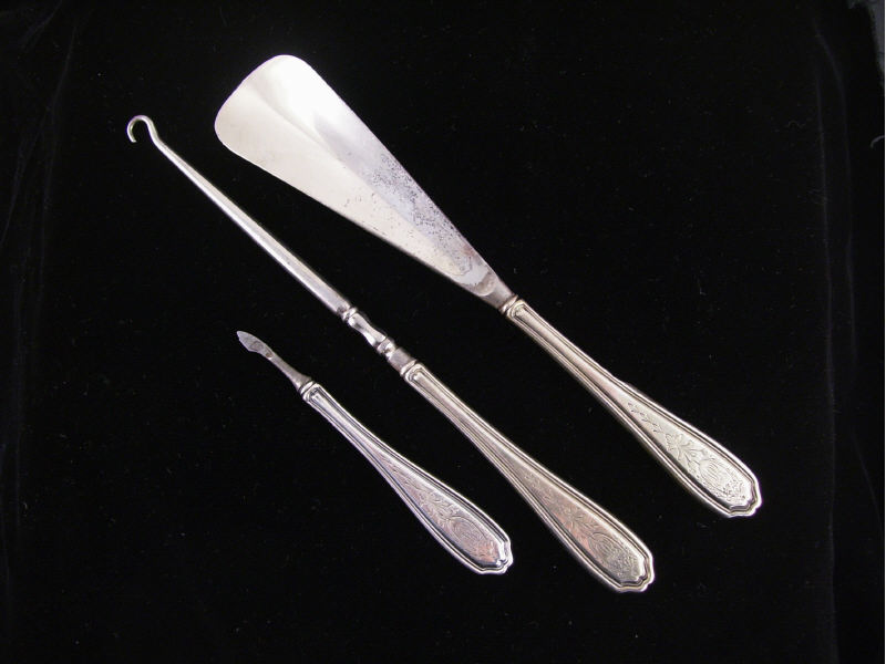 Appraisal: pc Sterling Ladies Dresser Items Includes Shoe horn damage on