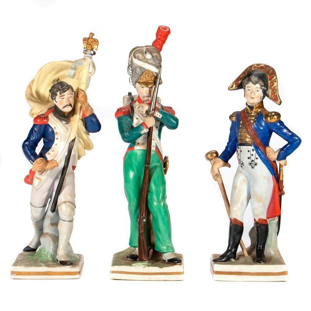 Appraisal: Candrea Painted Porcelain Military Figures Depicting soldiers of the Napoleonic