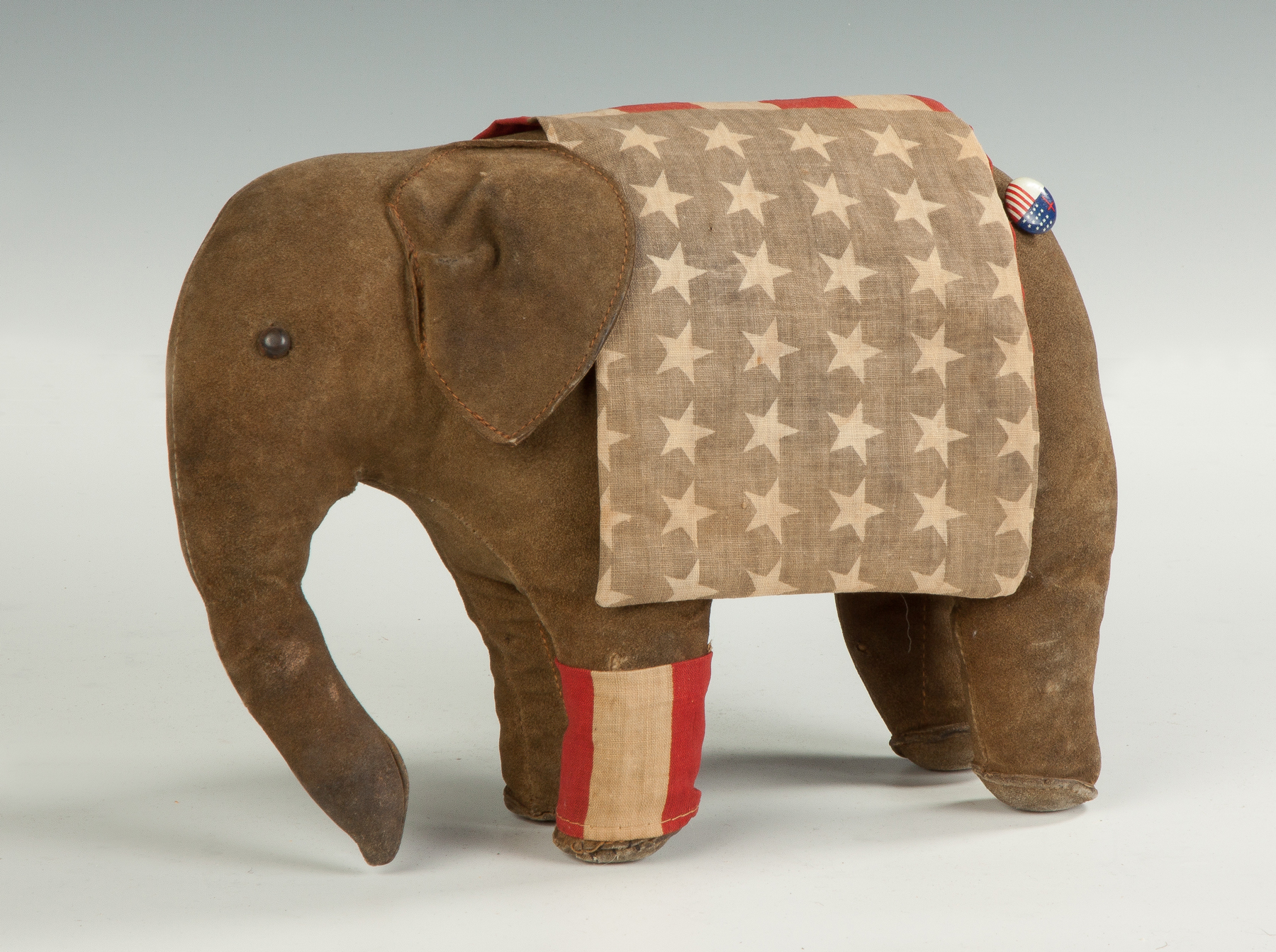 Appraisal: Patriotic Cloth Elephant Early th cent With flag button