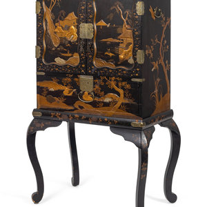 Appraisal: A Japanese Lacquer Cabinet on Stand TH CENTURY Height x