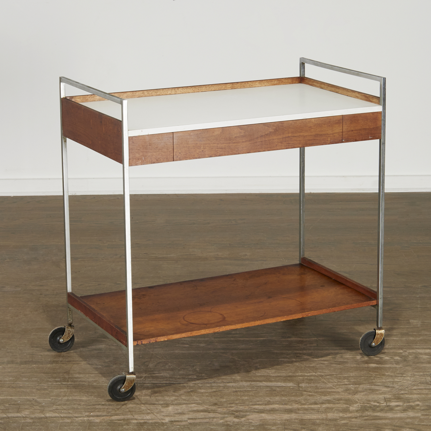 Appraisal: GEORGE NELSON ASSOCIATES BAR CART MODEL c American aluminum walnut