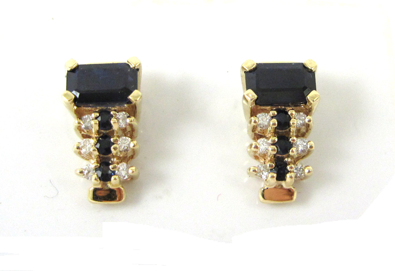 Appraisal: PAIR OF SAPPHIRE AND DIAMOND EARRINGS each k yellow gold