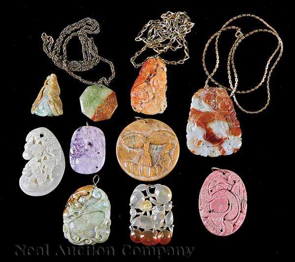 Appraisal: A Collection of Ten Chinese Hardstone Pendants th th c