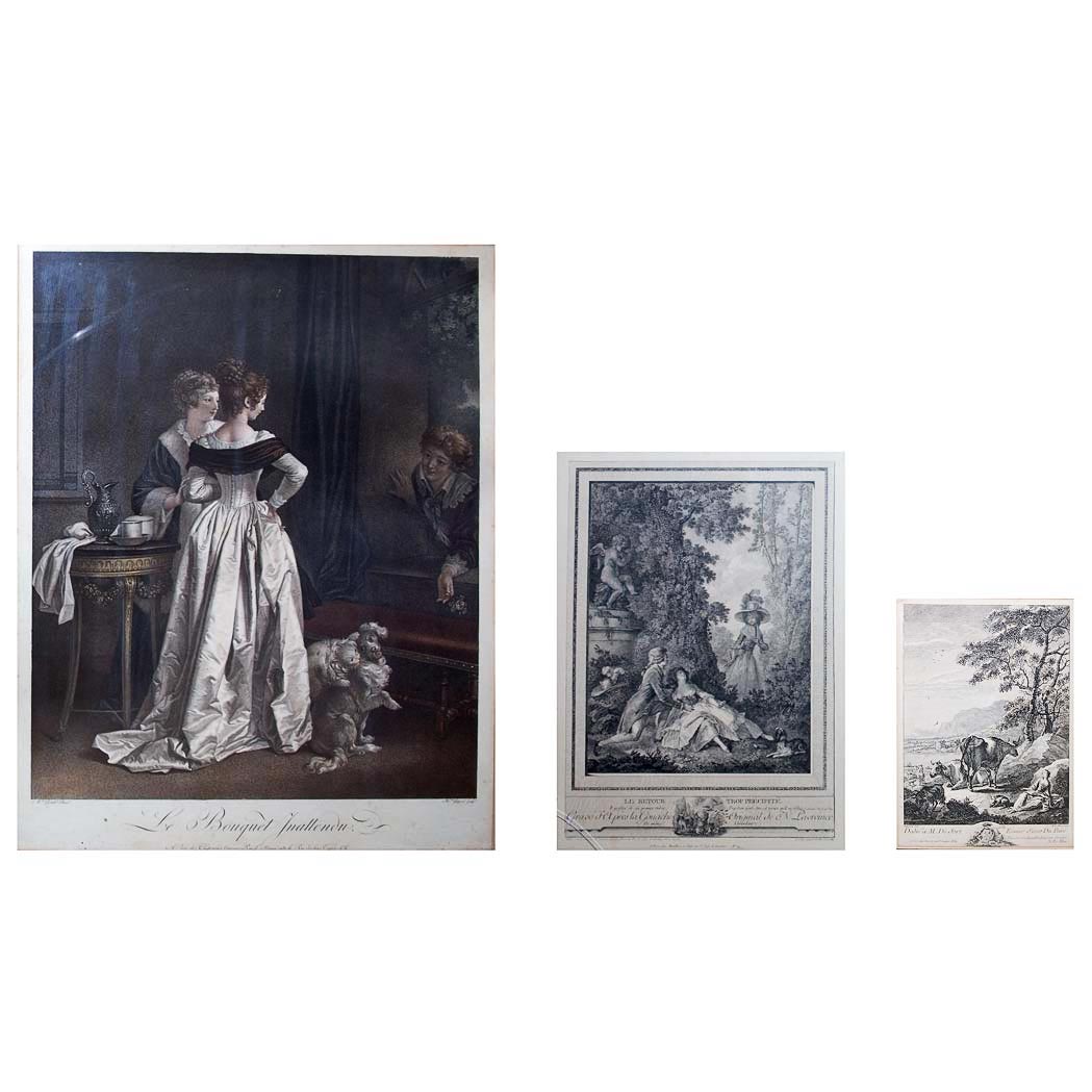 Appraisal: After Marguerite Gerard LE BOUQUET INATTENDU Hand-colored engraving Together with