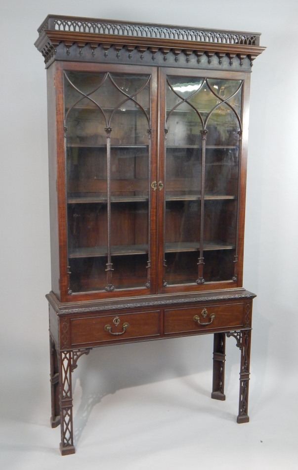 Appraisal: A George III mahogany display cabinet in the Chippendale style