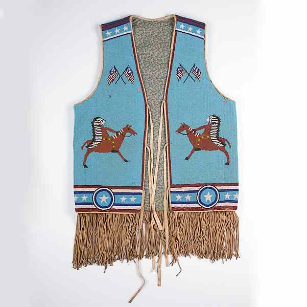 Appraisal: Northern Plains Beaded Hide Figural Vest thread-sewn and beaded using