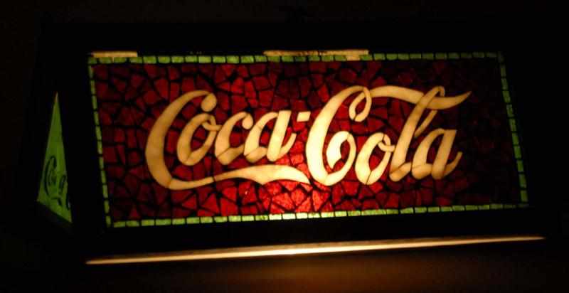 Appraisal: Coca-Cola Mosaic Stained Glass Pool Table Light Description Circa to