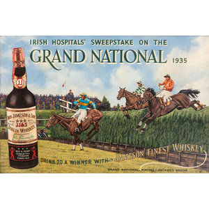 Appraisal: A Jameson Finest Whiskey Grand National Painted Advertisement Circa oil