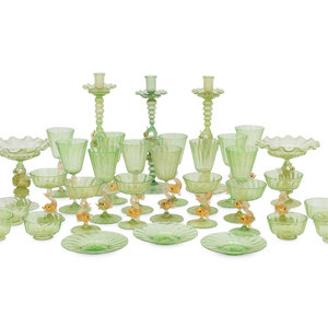 Appraisal: A Venetian Glass Stemware Service with figural swan and dolphin