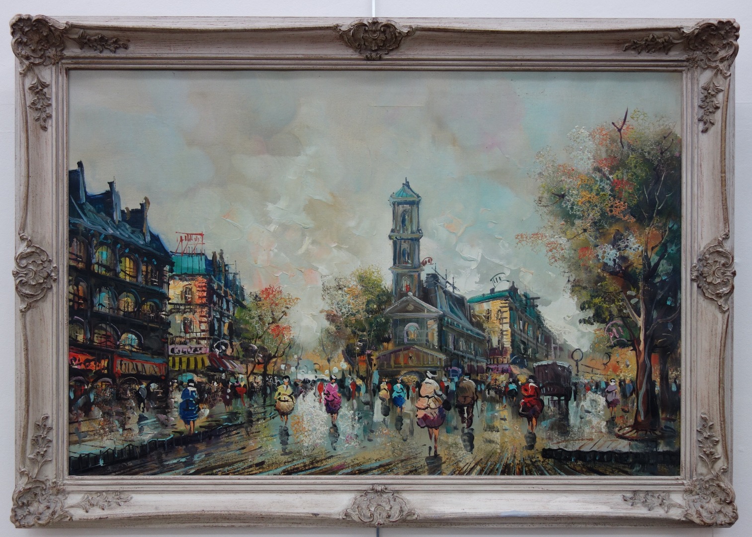 Appraisal: European School th Century Parisian street scene oil on canvas