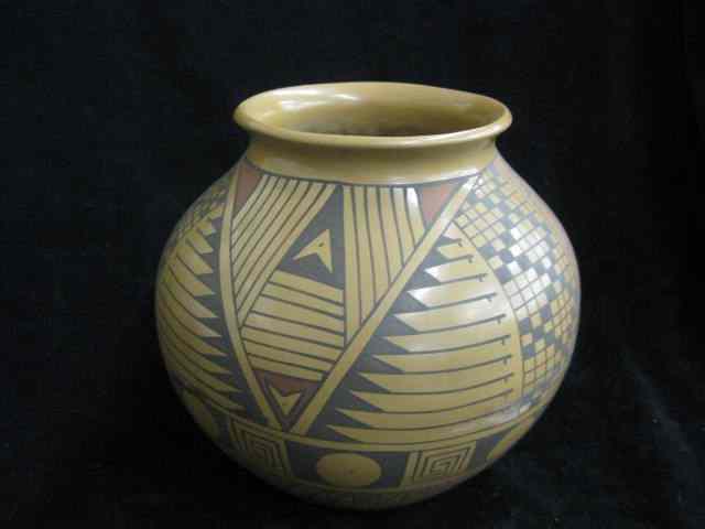 Appraisal: Indian Pottery Vase great geometrics signed '' excellent