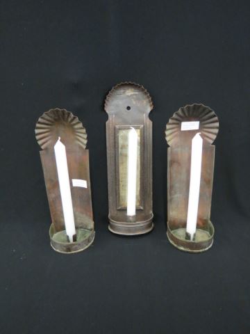 Appraisal: Early Tin Candle Sconces a matched pair with fan tops