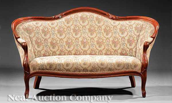 Appraisal: An American Rococo Carved Rosewood Settee mid- th c arched