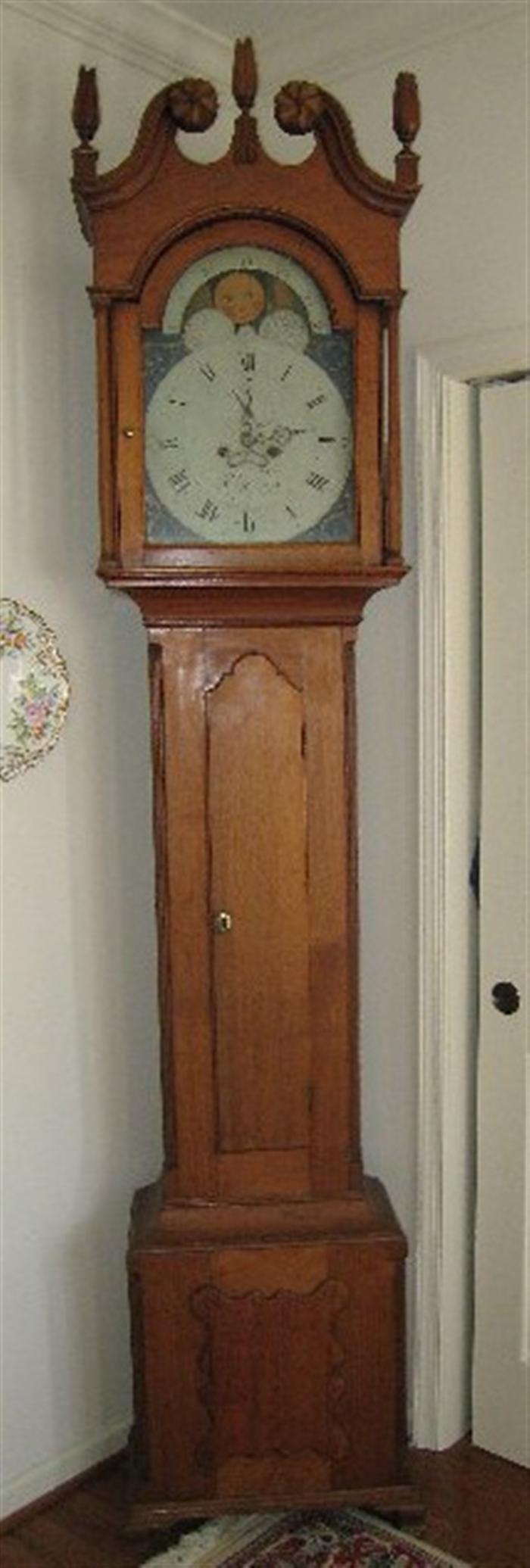 Appraisal: Walnut Chippendale tall case clock by George Fix Reading PA