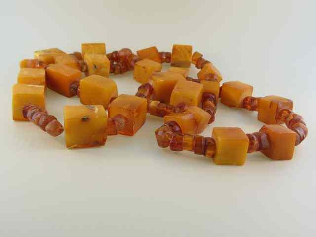 Appraisal: Amber Necklace natural baltic butterscotch cubes and beads '' long