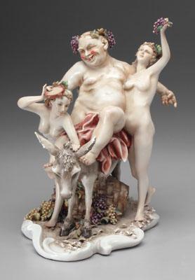 Appraisal: Porcelain figural group portly Bacchus riding a mule with two