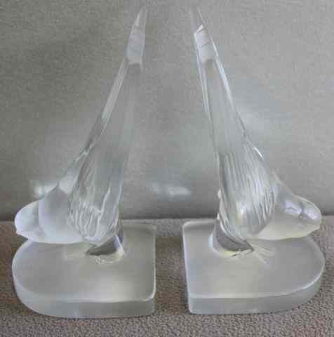 Appraisal: Two Signed Lalique Dove Figures Signed Lalique France From a