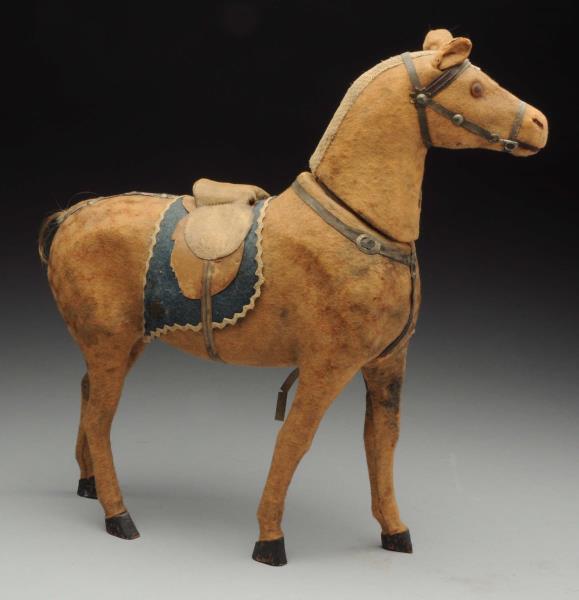 Appraisal: Horse Candy Container Felt covered with wood legs glass eyes