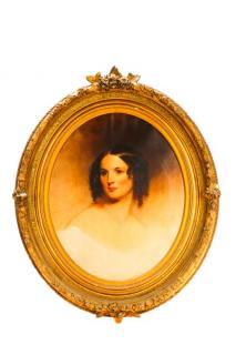 Appraisal: Thomas Buchanan Read Oval Portrait of Young Beauty Thomas Buchanan