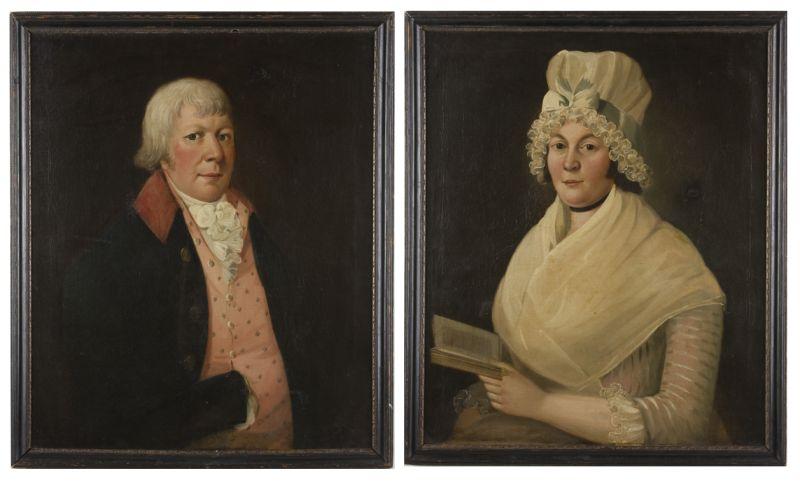 Appraisal: Pair of American School Portraits ca both oil on canvas