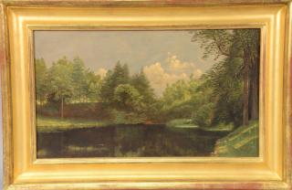 Appraisal: Nelson Augustus Moore - Landscape with Pond oil on canvas