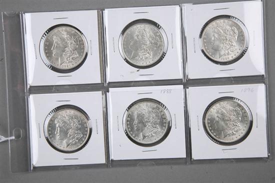 Appraisal: SIX MORGAN SILVER DOLLARS Years include and