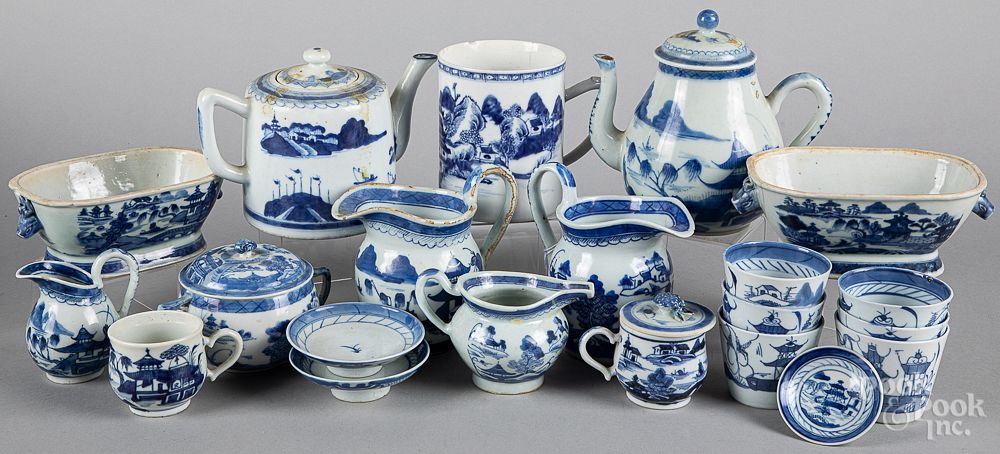 Appraisal: Chinese export blue and white Canton porcelain Chinese export blue