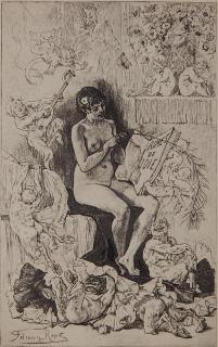 Appraisal: Felician Rops etching Felician Rops French - - ''Rime De