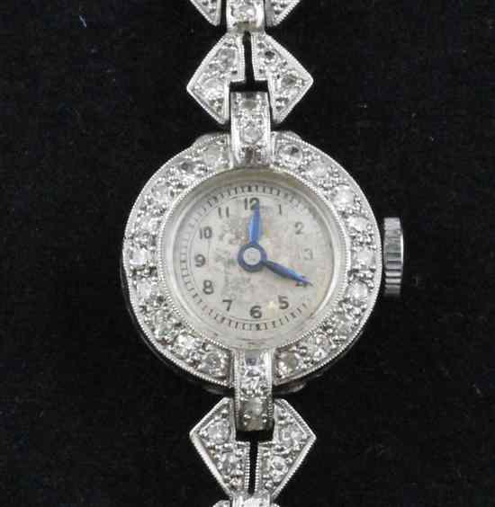 Appraisal: A lady's 's platinum and diamond set cocktail watch with